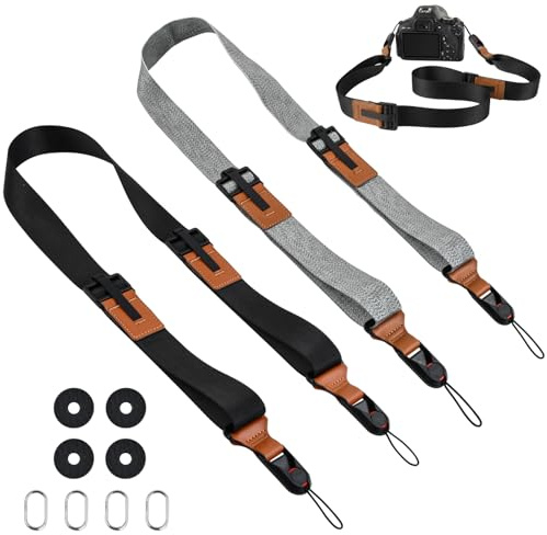 Ecofocet Tracolla per Fotocamera, 2 Pezzi Tracolle per Macchine Fotografiche con Chiusura Rapida, Realizzata in Nylon Avanzato, Regolabile con Una Mano, Compatibile con Tutte le Fotocamere