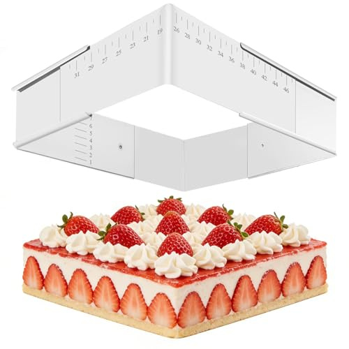 Cadre De Cuisson Rectangulaire Ajustable, Moule Rectangulaire En Acier Inoxydable, Réutilisable, Avec Graduations Et Taille Ajustable, Adapté à La Cuisson/Préparation De Gâteaux à Plusieurs étages
