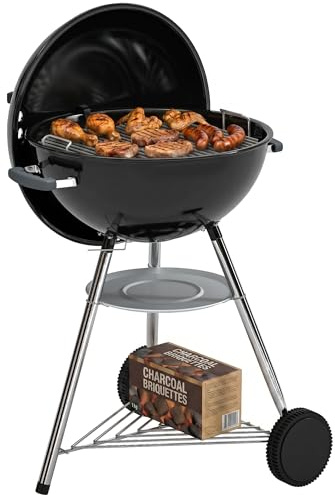 Outsunny Barbecue Carbonella Rotondo Kettle BBQ Portatile con Coperchio