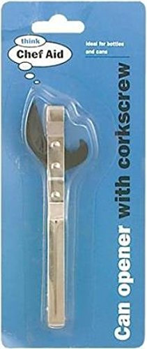 Chef Aid Can Opener with Corkscrew, Silver
