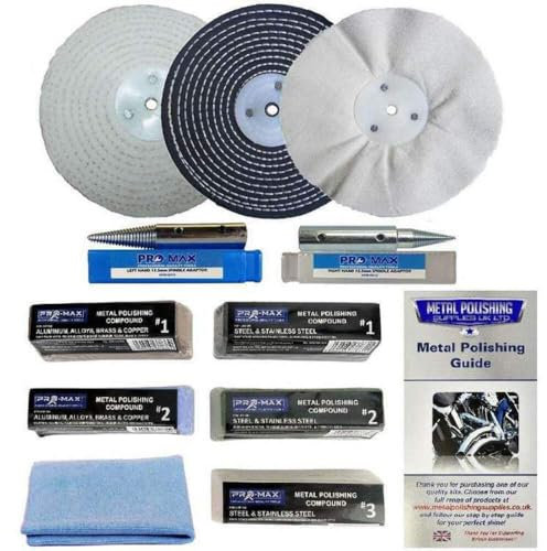 Bench Grinder Aluminium Alloy Brass Steel Metal Polishing Kit 6 x 1/2 11pc