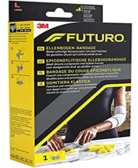 FUTURO Ellenbogen-Bandage, Größe L (27,9 - 30,5 cm) – Anatomisch mit Kompressionsriemen, Atmungsaktiv, bei Ellenbogengelenkschmerzen, Tennisarm, für den Sport und im Alltag