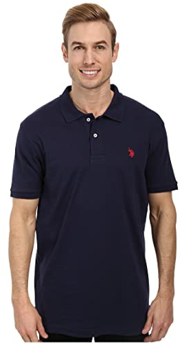 U.S. Polo Assn. Camisa de Enclavamiento sólido para Hombre, Azul Marino clásico, X-Large