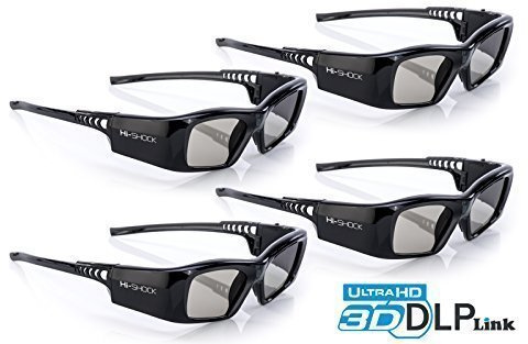 Hi-Shock DLP Pro 7G Lot de 4 Paires de Lunettes 3D pour projecteur DLP FullHD/UHD 3D (96-200 Hz, 39 g, Batterie, DLP Link)
