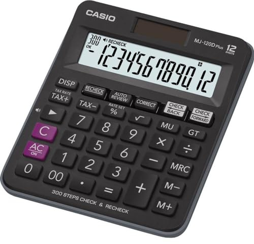 Casio Desktop Calculator Compact with Check & Correct Function, MJ-120DPLUS, Black