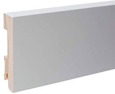 Plinthe en bois véritable carré 80 x 20 x 2.400 mm opaque blanc laqué
