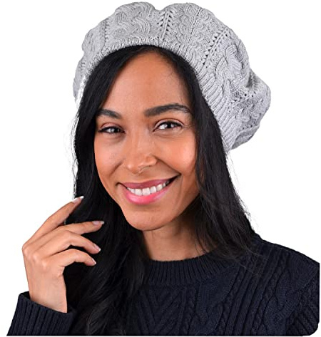 Nollia Soft Knit Solid Color Beanie, Chic, and Lightweight Crochet Knitted Style Beanie Hat for Women, One Size Slouchy Hat Silver