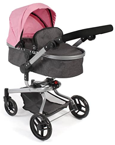 Bayer Chic 2000 Yolo Poussette de poupée combinée 2 en 1 pour Enfants de 4 à 8 Ans, mélange Anthracite/Rose