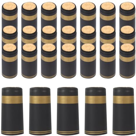 Doitool Lot De 200 Capsules ThermoréTractables Pour Bouteilles De Vin - Noir/Doré - Accessoires De Vin En Pvc Pour Sceller Les Bouteilles Avec Style
