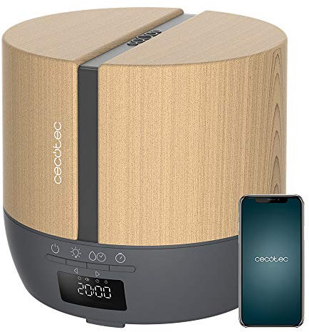 Cecotec PureAroma 550 Connected Grey Woody Diffusore di aromi, capacità 500 ml, display a LED, altoparlante, controllo Bluetooth, app, timer 12h, 3 modalità operative, copertura 30m2, V1705252