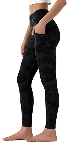 Leovqn High Waist Gym Leggings for Women with Side Pockets Stretch Yoga Pants for Workout Running Sports