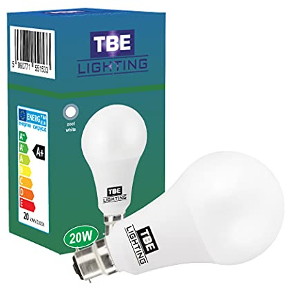 TBE-belysning 20 W LED A80-glödlampa – B22 standard bajonettmontering, 150 w motsvarande icke-dimbar energibesparande LED A80-glödlampa, 1800 lumenutgång, 20 000 timmar livslängd (4 000 K kall vit)