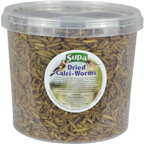 Supa Dried Calci Worms for Wild Birds, 3 Litre Bucket, High Energy Protein Rich Treat For Garden Birds, Attract More Birds To Your Garden, Quality Wild Bird Food