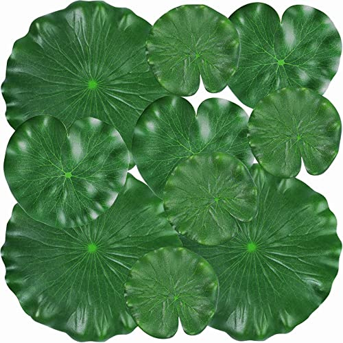 WhistenFla 12Pcs Lily Pads for Ponds, Artificial Floating Foam Lotus Leaves