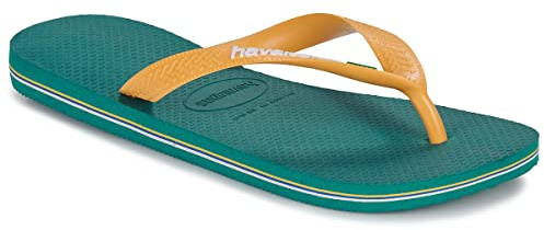 Havaianas - Brasil Logo, Chanclas Icónicas, Cómodas y Duraderas, Tiras con Bandera de Brasil y Suela Antideslizante con Franjas de Colores, Adultos Unisex, Vibe Green, 3.5/4