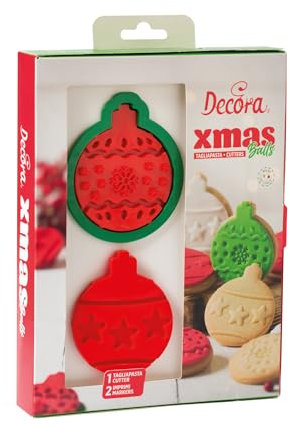 Decora 0255039 Tagliapasta e Marcatori Palline Natalizie, In Plastica, Il Kit Ideale per Creare Decorazioni in Pasta di Zucchero o di Gomma, Made in Italy, Design originale. Confezione da 3 pezzi.