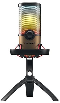 CHERRY UM 9.0 PRO RGB, USB Microphone with RGB Lighting, For Gaming, Streaming, ASMR, 4 Directional Patterns, Compatible with PC/Mac/PS4/PS5, Copper/Black