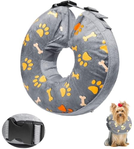 LittleBean Aufblasbare Halskrause Hund Katze Schutzkragen Krägen für Haustiere Hundekragen Leckschutz für Genesung nach Operationen oder Wunden (Graue Krallen, [Neck: 9.5-11.5] M)