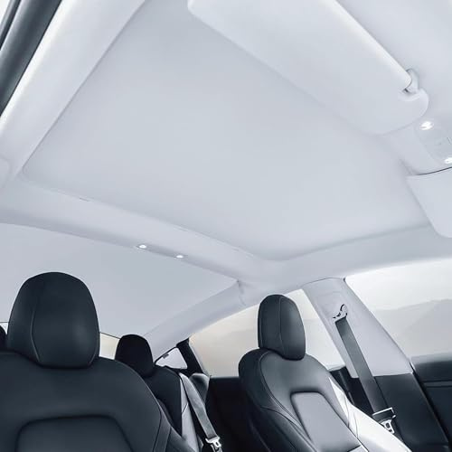 TOPABYTE Taksolskydd för Tesla ny modell 3 Highland 2018–2026 beige | Integrerad isolering och reflektion inomhus soltak glas, fönsterisolering, UV- och termiskt skydd