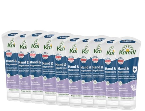10er Pack Kamill Hand- & Nagelcreme PROTECT (10 x 100ml) - beruhigt, spendet Feuchtigkeit & schützt langanhaltend mit Mandelblüten & Panthenol, ohne Parabene, Mikroplastik & tierische Inhaltsstoffen