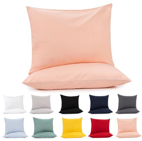 Lotusein Kissenbezug 40 x 80 cm (2er Set) - Rosa - 100% Jersey Baumwolle 175 g/qm Kissenbezüge - Kissenhülle für Kissen mit Reißverschluss - Oeko-Tex Zertifiziert