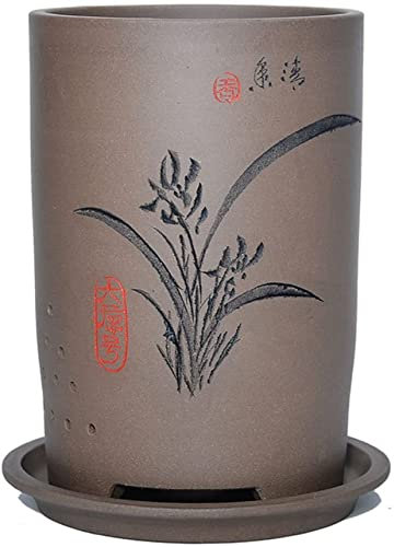 JKJZSALJ Pot De Fleur Succulent en Sable Violet, Pot De Fleur en Céramique Chinoise pour Orchidée Chlorophytum Clivia Extérieur Intérieur Salon Conteneur De Plantes À Fleurs