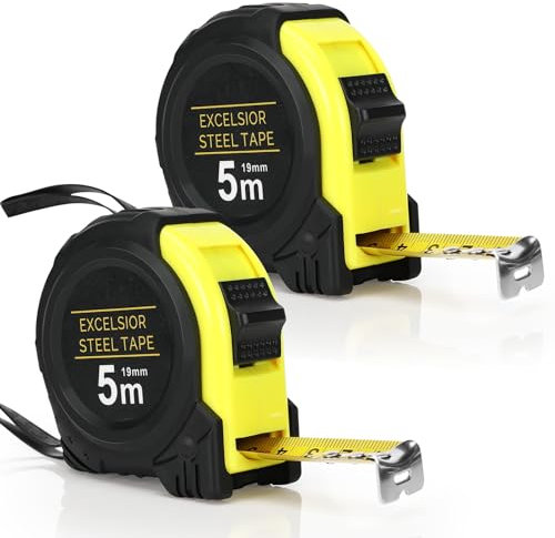 Farerkass 2 Pcs 5 M Cinta Métrica, Escala Métrico Y En Pulgadas, Recubrimiento Antiabrasión Y Anticorrosión, Flexómetro Blade Armor, Ancho de 19 mm