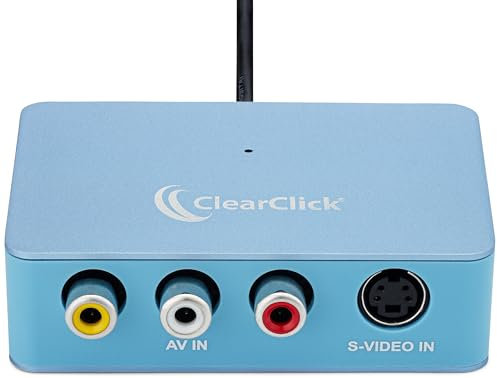 ClearClick Video to USB Lite - USB Audio Video Capture Device - Input AV, RCA, S-Video, VCR, VHS, Camcorder, Video8, Hi8, DVD, Retro Gaming Systems - USB-C Plug & Play