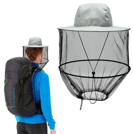 OHREN Imkerhut mit Moskitonetz – Leichter Moskitonetz Hut für Outdoor-Enthusiasten, Imker, Gartenarbeit, Camping und Wandern – Verstellbarer Mückenschutz Hut (Grau)