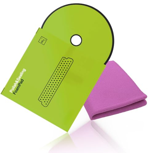 Koch Chemie Polish & Sealing Foam Pad - Almohadilla de pulido de 45 x 25 mm de diámetro, incluye paño de microfibra de microcorte para pulidora excéntrica