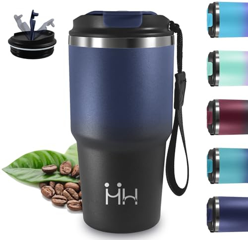 Vaso Termico, 20oz Termo Cafe, sin BPA, Taza Termica, Acero Inoxidable 18/8, Vaso Termo a Prueba de Fugas, Travel Mug, Mantiene 8H Frio/6H Calor, para Viajes, Cafetería, Gimnasio, Escuela, Oficina