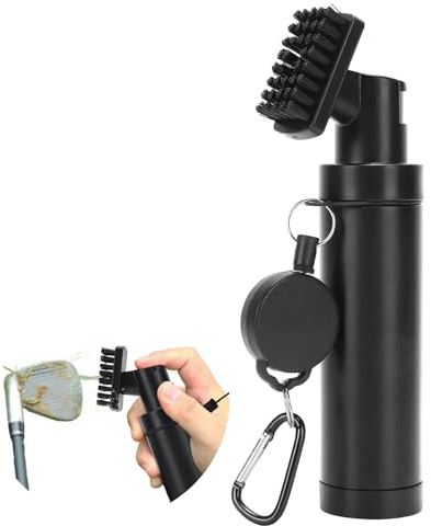 TOMSHOO Cepillo de limpieza de golf con spray de agua a presión, 150 ml, gran capacidad, cepillo portátil de material PP con cuerda extensible para palos de golf