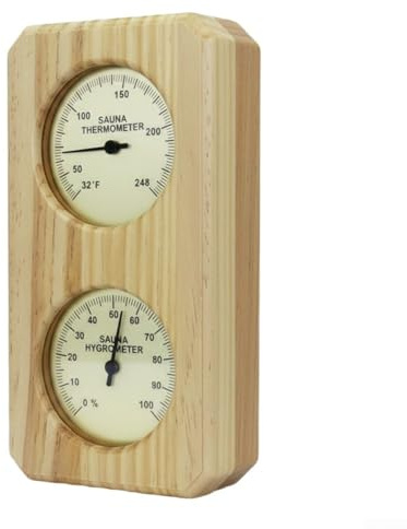 Termometro per sauna 2 in 1, termoigrometro per sauna in legno, ad alta precisione, doppio termoigrometro da parete per sauna: temperatura e umidità di precisione (Fahrenheit)