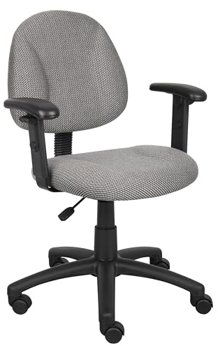 Boss Office Products Perfect Posture Delux Fabric Task Chair with Adjustable Arms in Grey