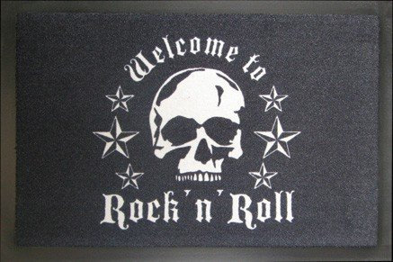 KUHEIGA Fussmatte/Schmutzfangmatte, 40 x 60 cm, Rock n Roll - Skull