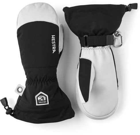 Hestra Gants de Ski pour Homme et Femme : moufles d'hiver Coupe-Vent et imperméables en Cuir Militaire, Noir, Taille 45