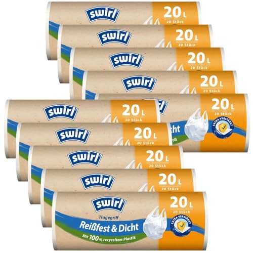 10x Swirl Tragegriff Müllbeutel 20L (20 stk/Rolle)