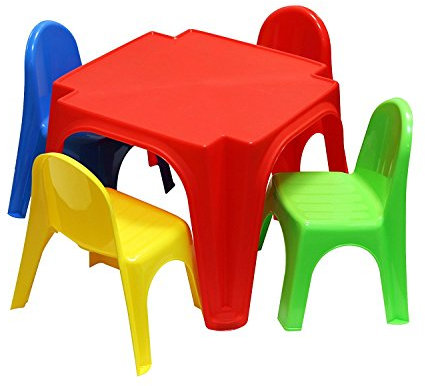 Starplast Childrens Plastic Table and 4 Chairs Set
