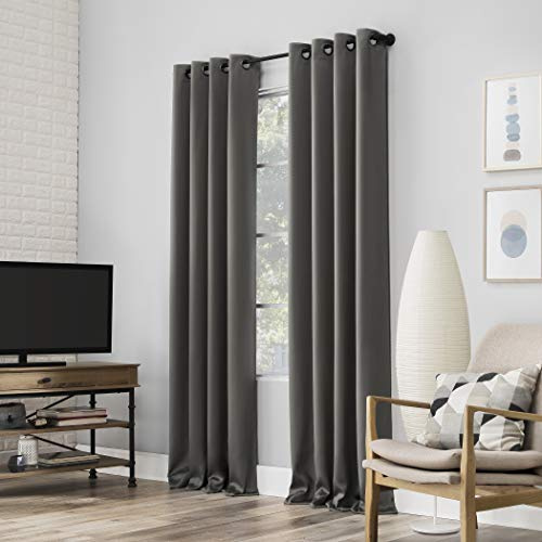 Sun Zero Nordic 2-pack Theater Grade Extreme 100% Blackout Grommet Curtain Panel Pair, 52 x 63, Gray