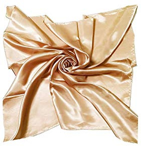 Shoes Lane New Satin Silk Shiny Plain Solid Colours Large Square Plain Head Neck Scarf Wrap 90 X 90 cm (Gold)
