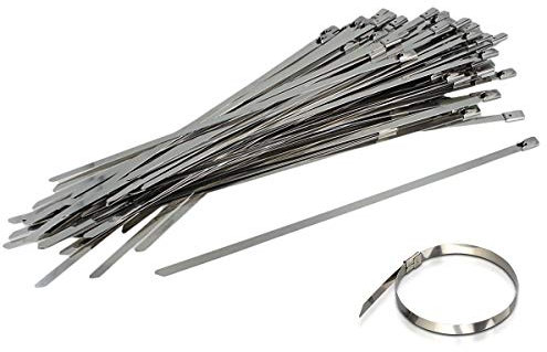 LEDLUX 100 Colliers en acier inoxydable largeur 4,6 mm Serre-tuyau métallique inoxydable grade 304 pour attacher des fils de câbles de tuyaux (250mm)