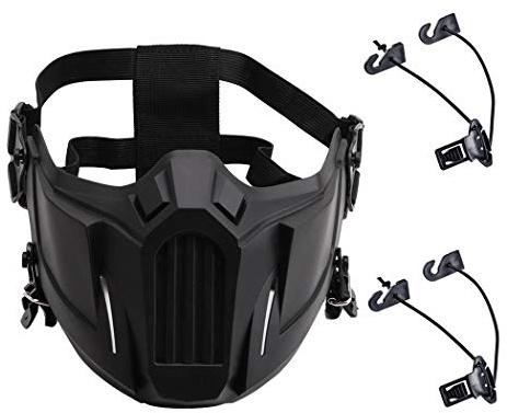 AOUTACC Demi-Masque de Protection créatif pour Airsoft, Jeu de Plein air, Masque de Sport pour Adultes, Hommes et Femmes, CS Chasse, Paintball (Noir)