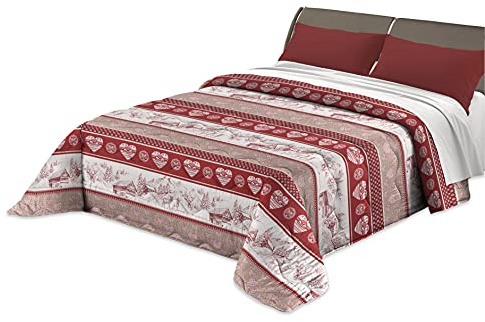 Tata Home Trapunta Invernale Singola Imbottita 300 gr/mq Piumone Caldo 160x260 cm Fantasia Tirolese Made in Italy MOD. Alpina