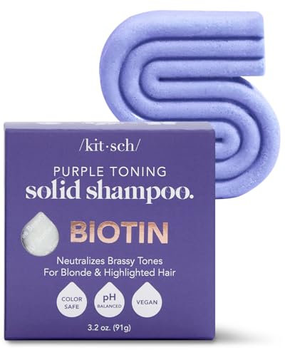 Kitsch Purple Shampoo Bar 91g - For Blonde & Coloured Hair – Solid Shampoo Bar with Biotin – Strengthens & Neutralises Brassy Tones – Vegan, Silicone & Sulphate Free – Purple Shampoo for Grey Hair