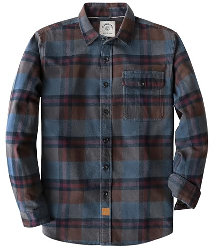 Dubinik® 6 oz Chemise A Carreaux Homme Chemise Homme Manches Longues Hiver Chaude Coton Regular Chemise Flanelle Homme