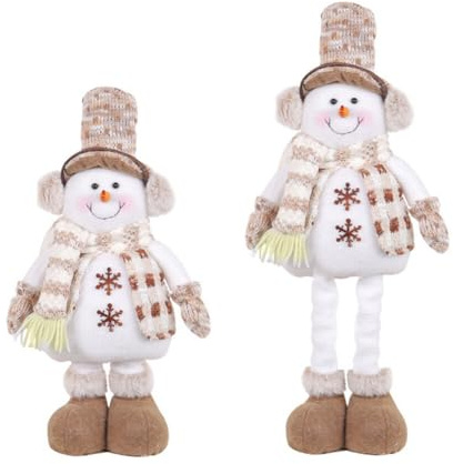 Eforcase Christmas Snowman Figure Ornaments, Standing Snowman Stretchable Leg Figure Decorations Home Tabletop Ornaments Christmas Decor for Adults Holiay Party Gifts - 1 Piece