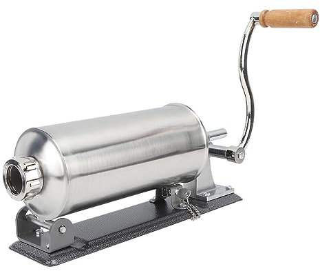 Wakects Manuelle Wurstfüllmaschine aus Edelstahl, 3 Liter, großes Fassungsvermögen, horizontale Abfüllmaschine für Fleisch zur Herstellung von Wurstwaren zu Hause zum Befüllen