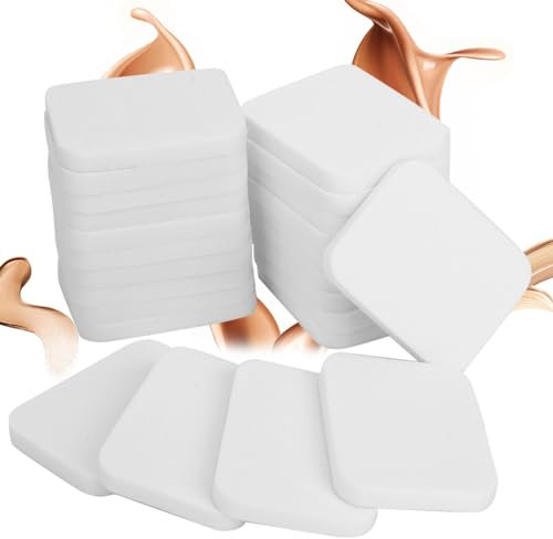 Puderquaste Schwamm, 20 Stück Make-up Sponges Make-up Schwamm Quadratische Pads Kosmetikapplikatoren Weiß Kosmetik-Werkzeug für Reinigung Gesicht, Flüssige Grundierung