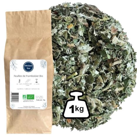 Feuilles de Framboisier Bio - Infusion Nature en Vrac, 100% Naturel, Sans OGM - Agriculture Biologique - Idéale Femme Enceinte, Allaitante - Fabrication Française - Sachet 1 kg (500 Tasses)