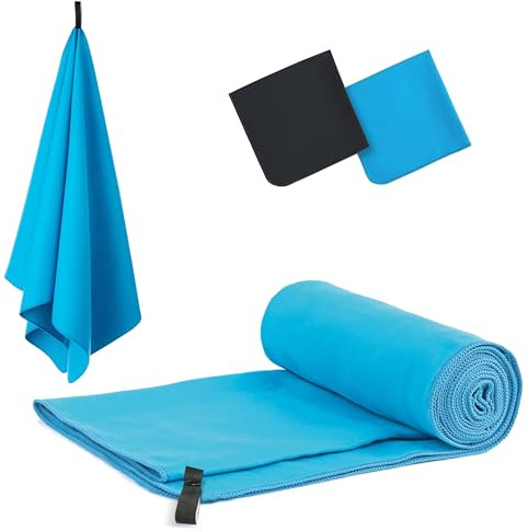 Microfibre Travel Towel, Lightweight & Quick Dry Gym Towels, Soft, Super Absorbent, Ultra Compact Towel Great for Sports, Camping, Gym, Beach and Swimming (Sky Blue, 40x60cm)
